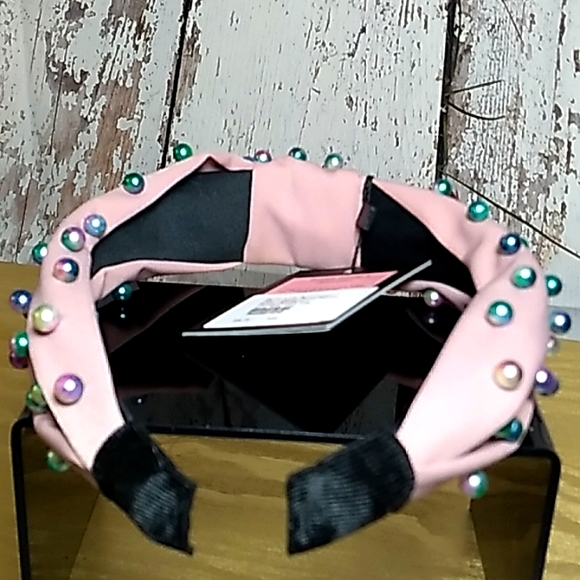 Dusty Pink Knotted Multicolor Pearl Embellished Soft Fabric HeadBand  Daily Life - Picture 4 of 11